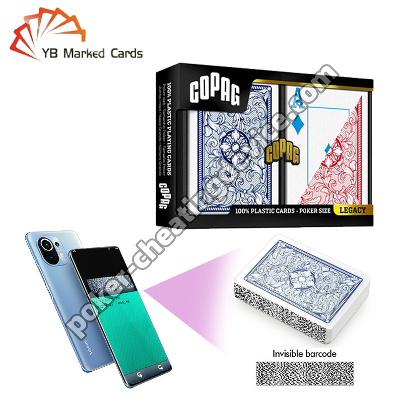 Copag Legacy 4-kolorowy 100% plastikowy kod kreskowy Cheat Decks Niebieski / Czerwony Podwójny Deck