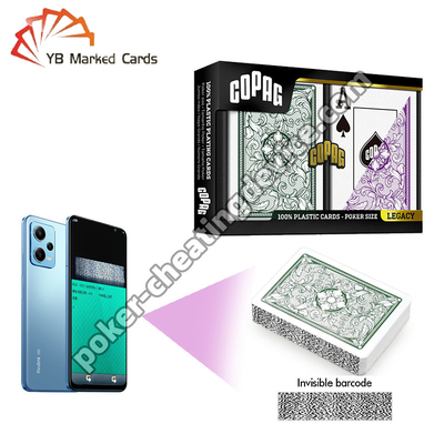 Copag Legacy Series 100% Plastic Invisible Barcode Cheat Cards Zielony/Fioletowy