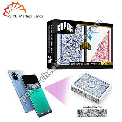 Copag Legacy 4-kolorowy 100% plastikowy kod kreskowy Cheat Decks Niebieski / Czerwony Podwójny Deck