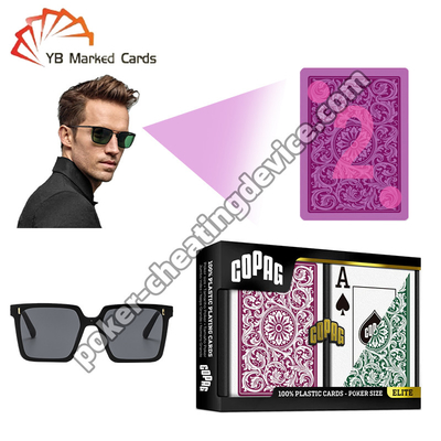 Copag 1546 100% plastikowe światłowy znakowane karty Burgundy / Green Deck Set
